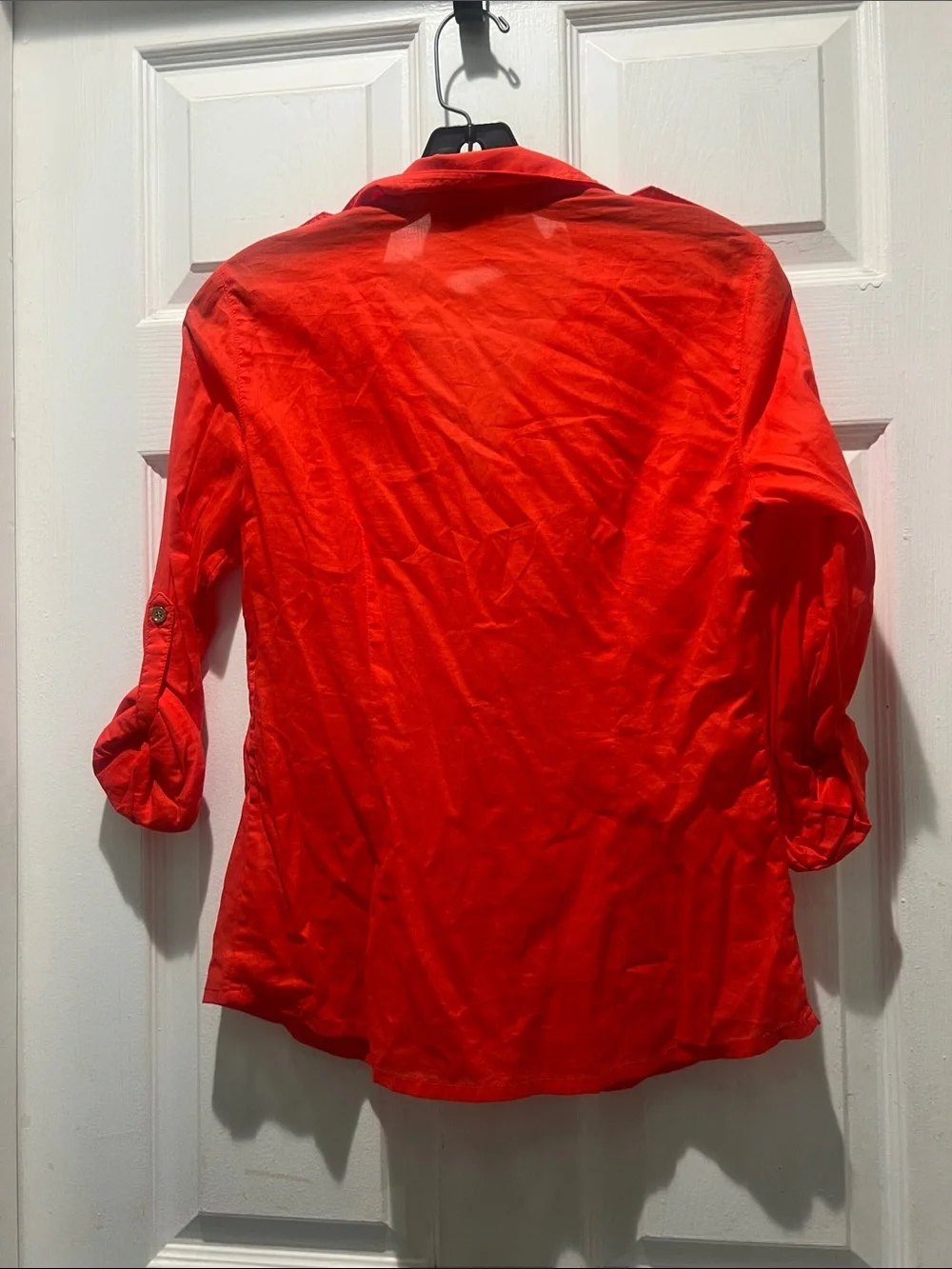 Tory Burch Orange Top with Gold Buttons and Signature Logo